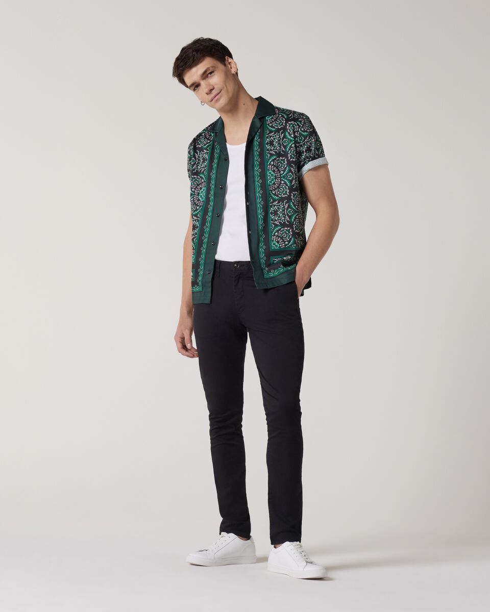 Camp Collar Bandana Print Short Sleeve Shirt, Black, hi-res